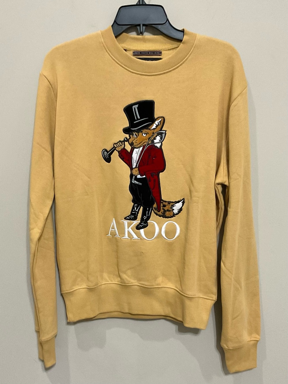 AKOO Men’s Fox Sweatshirt Top Hat Dandy Graphic Crewneck Sz M New